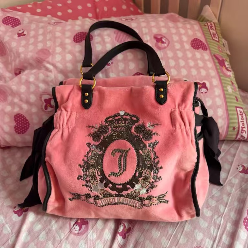 Juicy Couture Pink Tote with Black Embroidery